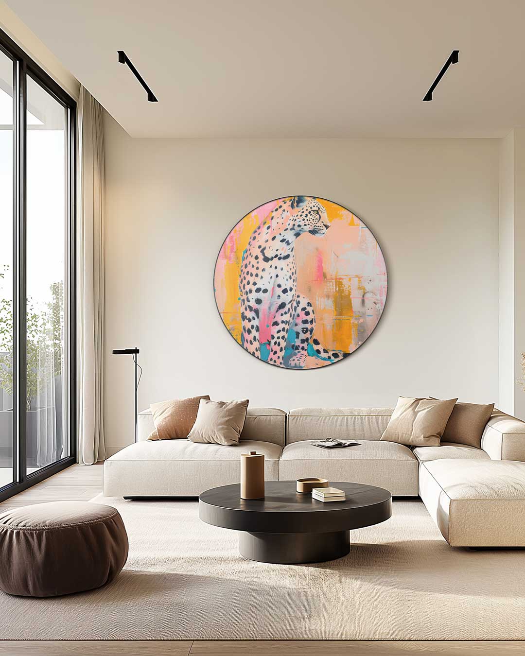 Luipaard Kleurexplosie Muurcirkel-WallArtistic