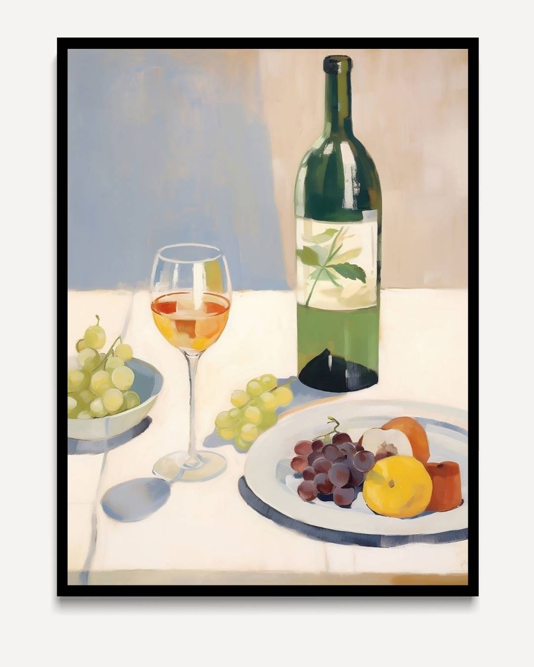 Glas Wein und Obst