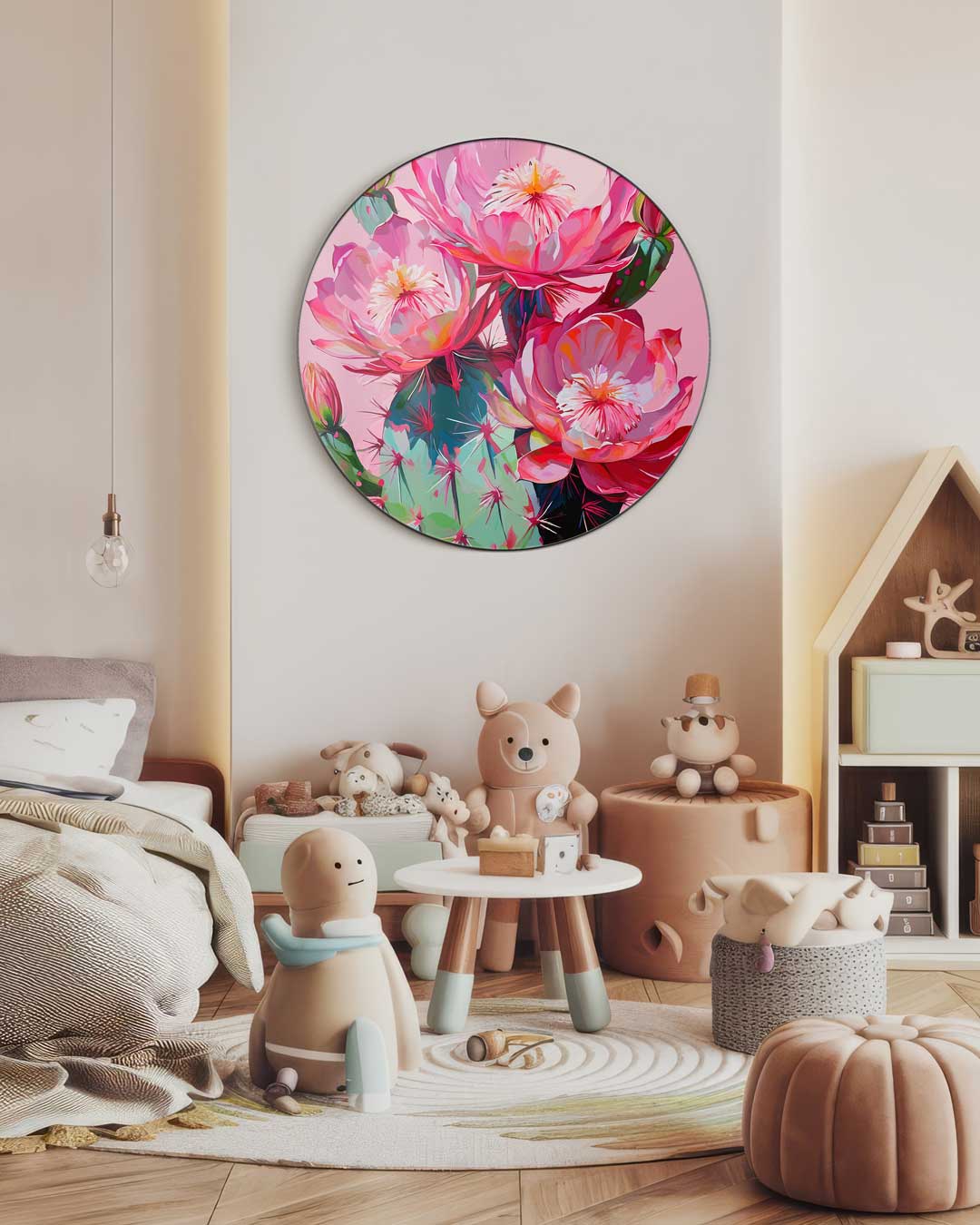 Kleurrijke Cactus Bloemen Muurcirkel-WallArtistic
