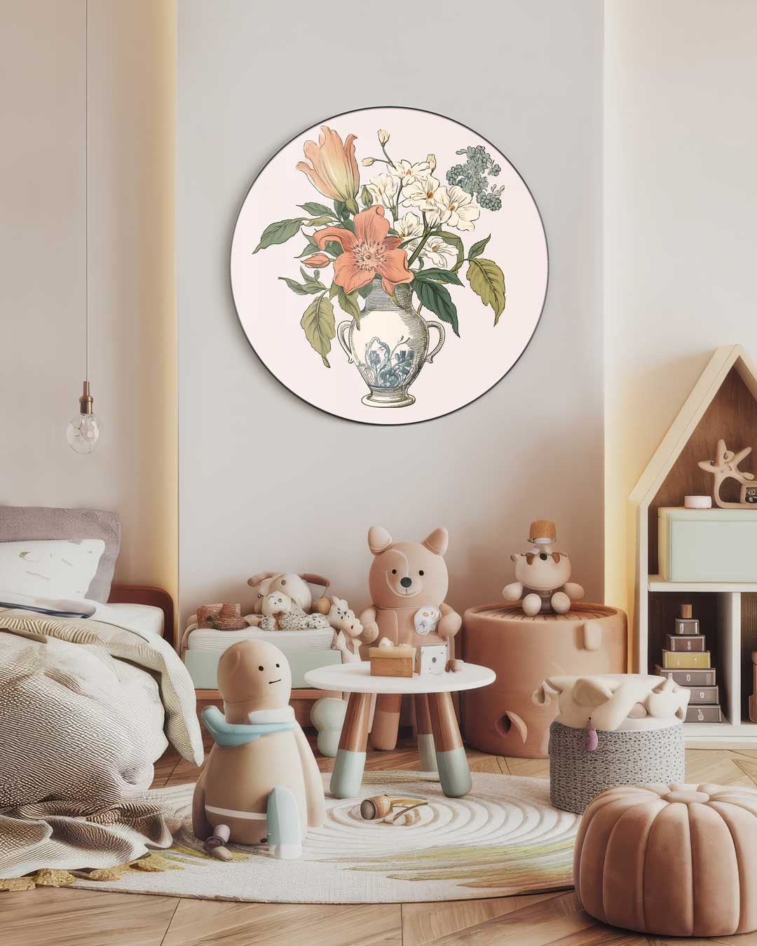 Elegante Bloemenvase Muurcirkel-WallArtistic