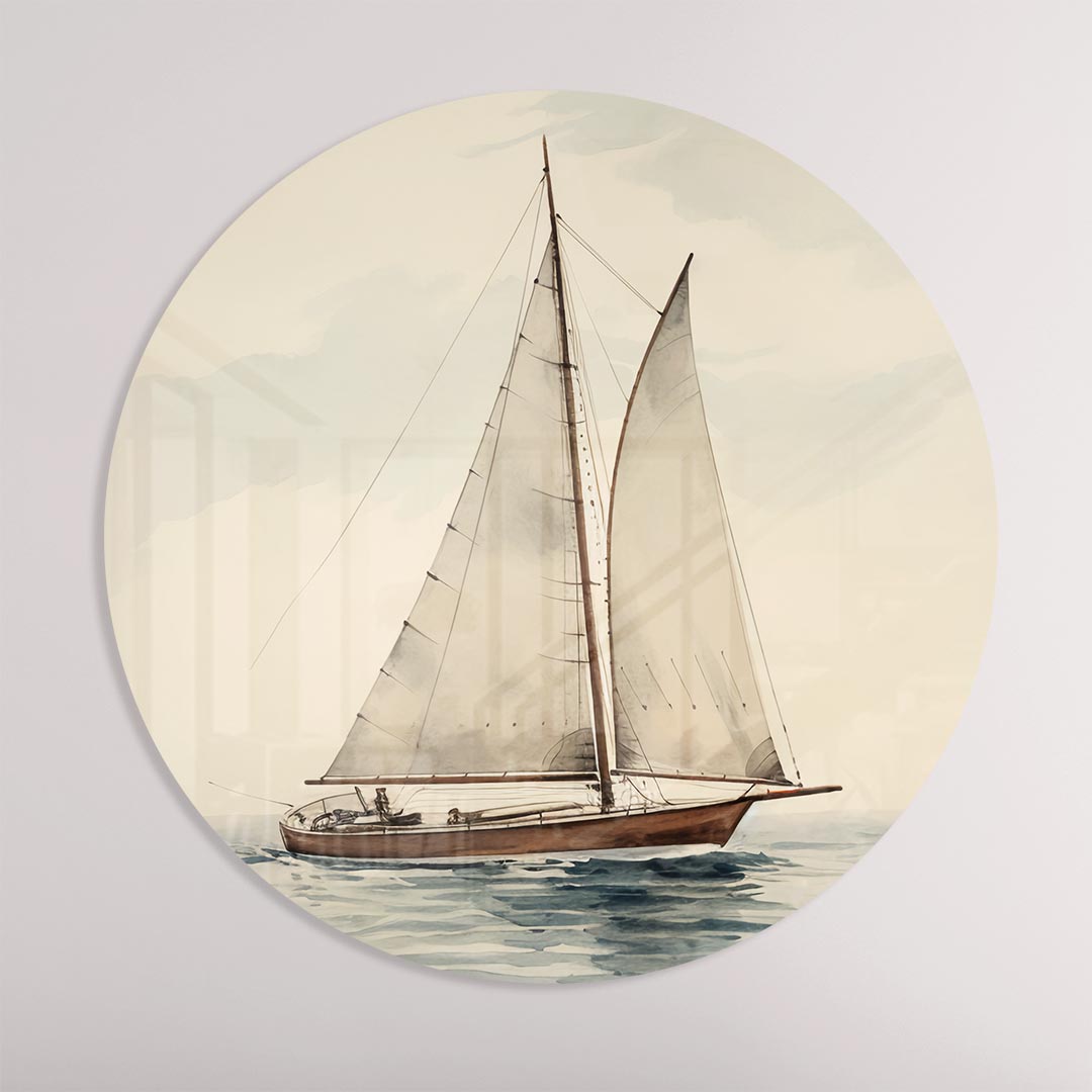 Zeilboot Muurcirkel-WallArtistic