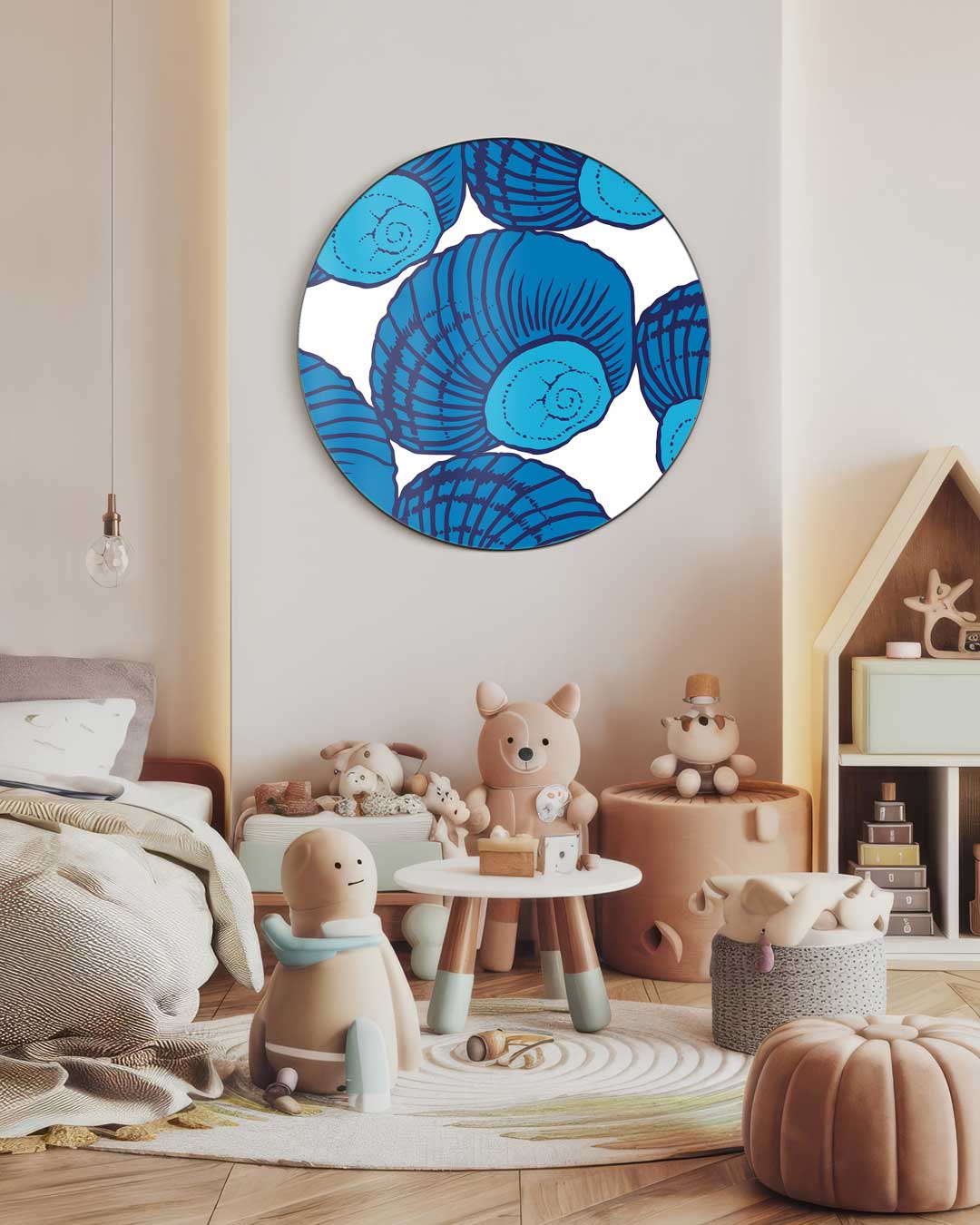 Blauwe Schelp Muurcirkel-WallArtistic