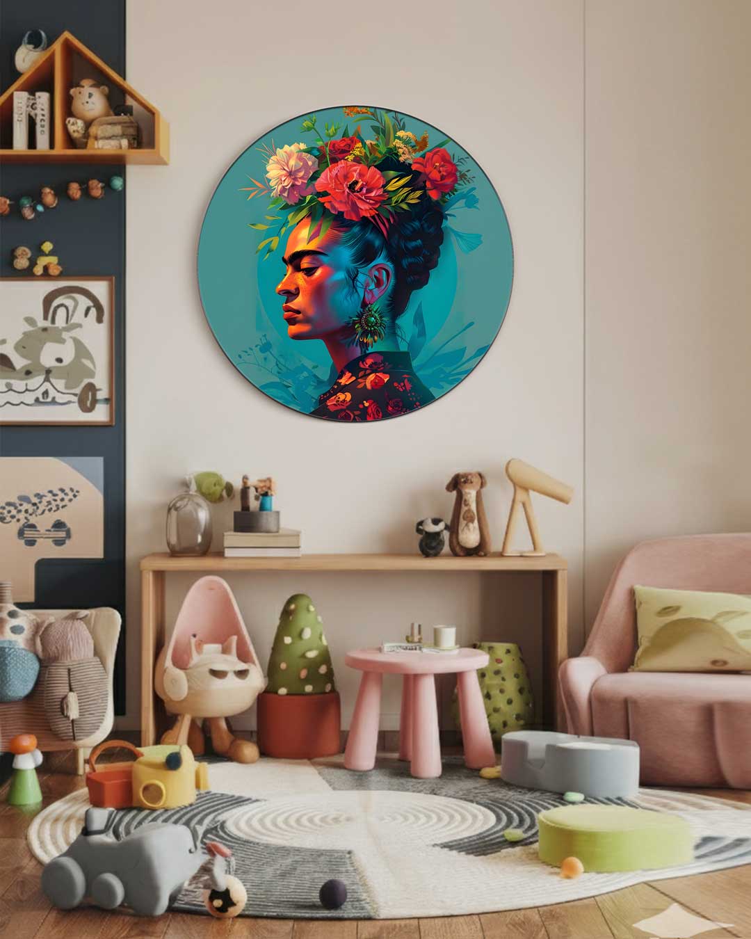 Kleurrijke Bloemenpracht Muurcirkel-WallArtistic