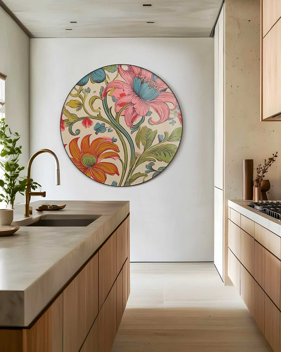 Kleurrijke Bloemenmuurcirkel-WallArtistic