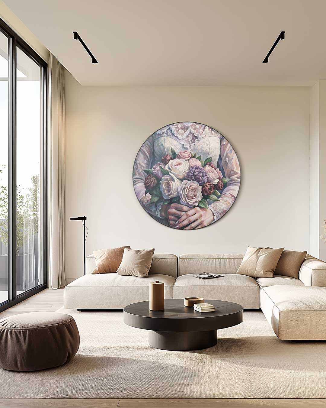 Romantische Bloemen Bruid Muurcirkel-WallArtistic