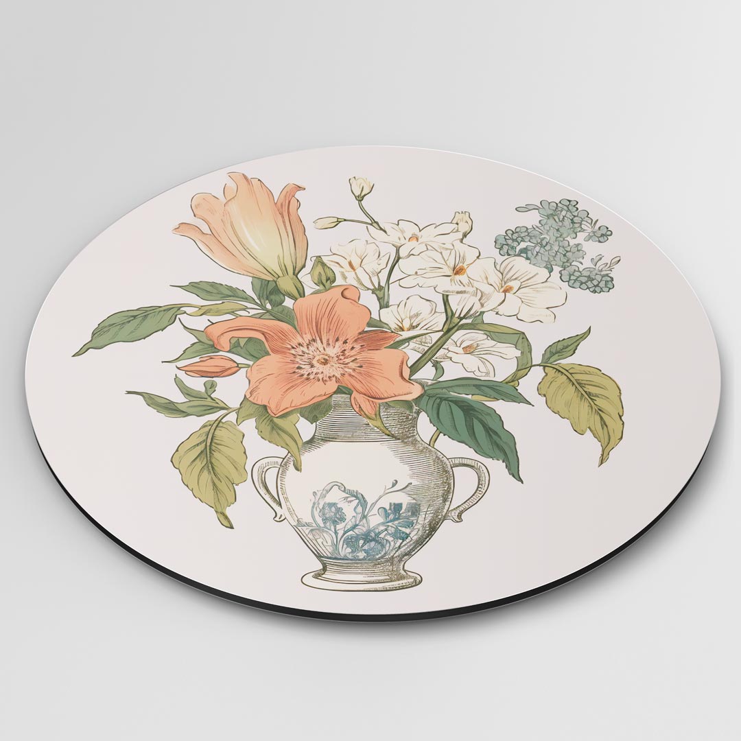 Elegante Bloemenvase Muurcirkel-WallArtistic