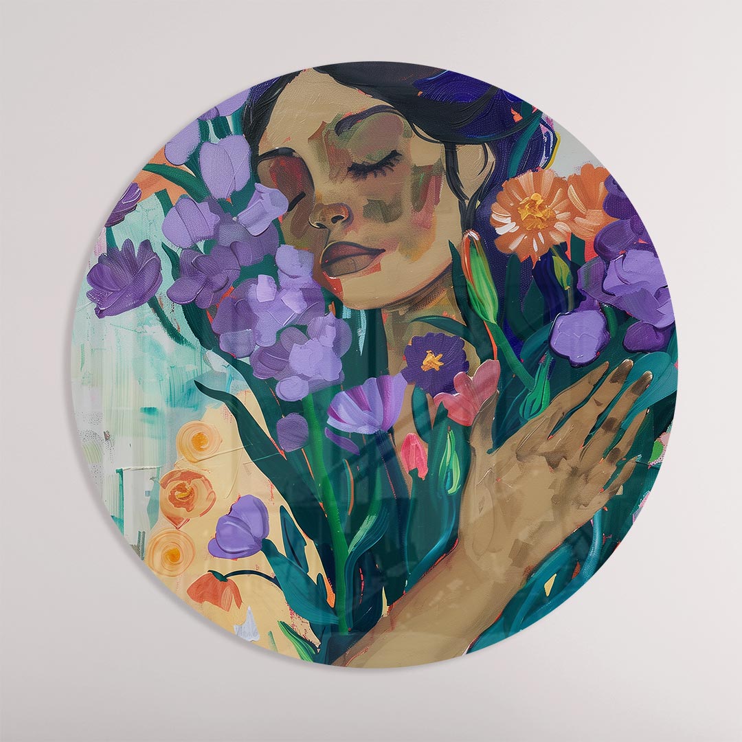 Dromerige Bloemenpracht Muurcirkel-WallArtistic
