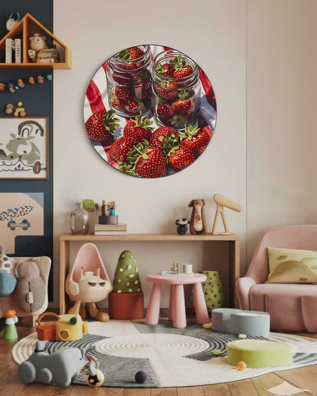 Aardbeiensnoep Muurcirkel-WallArtistic