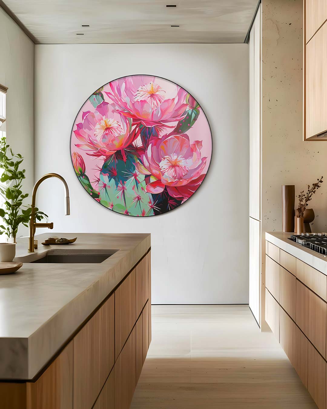 Kleurrijke Cactus Bloemen Muurcirkel-WallArtistic