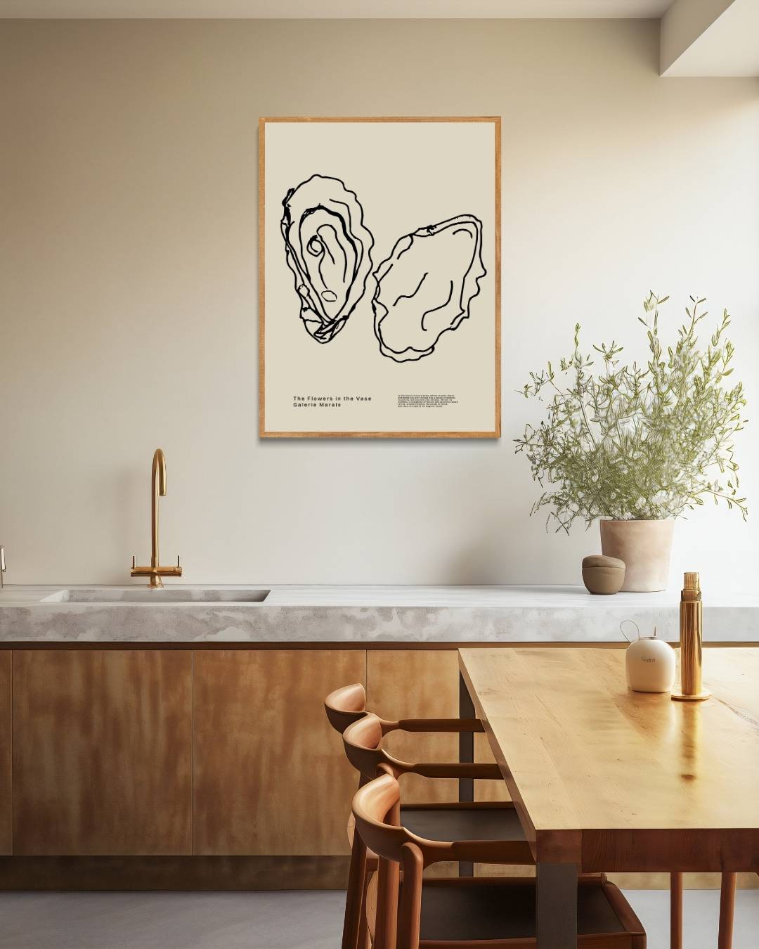 Oesters lijntekening Poster