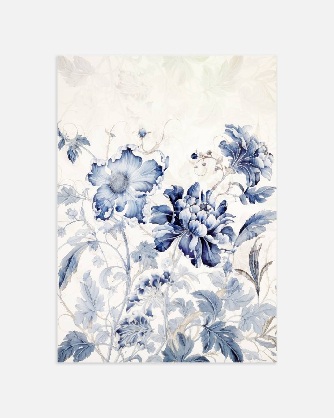 Blauw-witte bloemen Poster