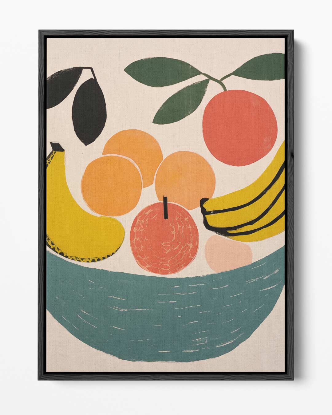 Kleurrijke fruitschaal met bananen en perziken Kunstwerk-canvas-dibond-plexiglas-wanddecoratie-WallArtistic