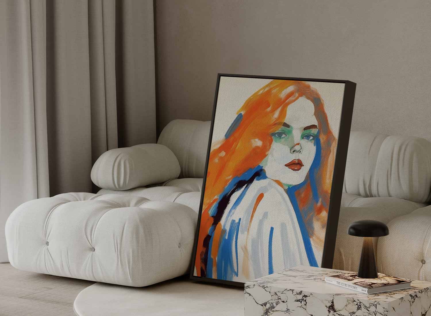 Skizze einer Frau mit orangefarbenen Haaren