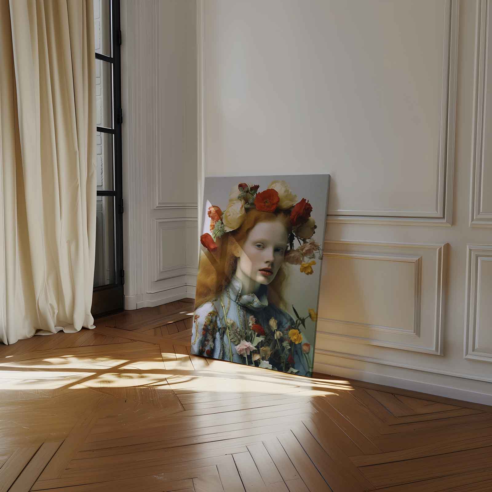 Portrait mit Blumenkrone I