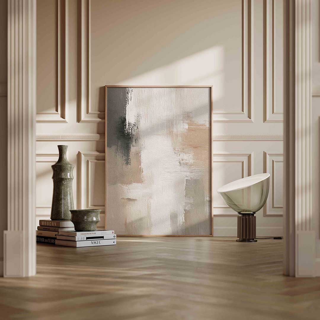 Abstracte beige en grijze Poster