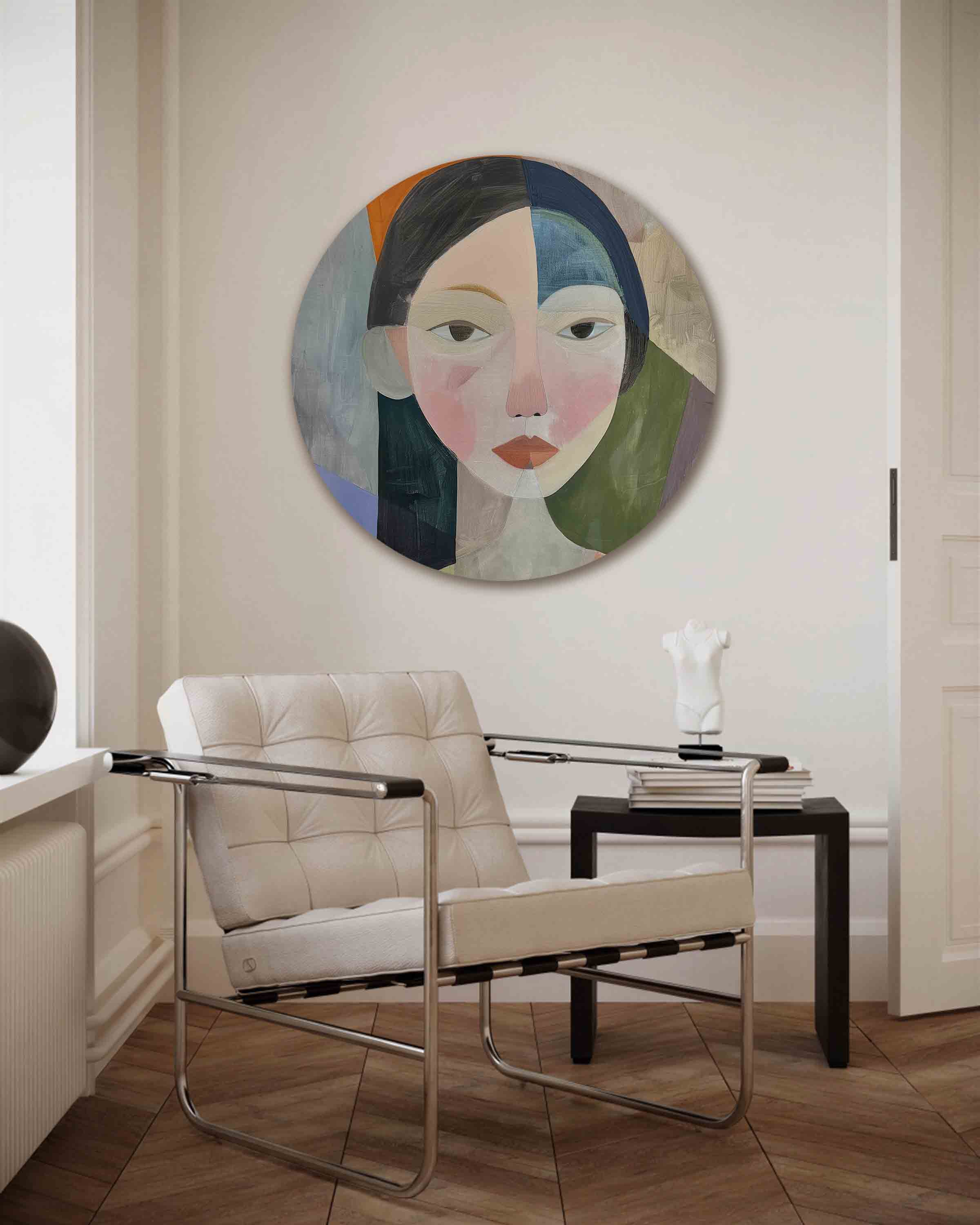 Portret met geometrische vormen Muurcirkel