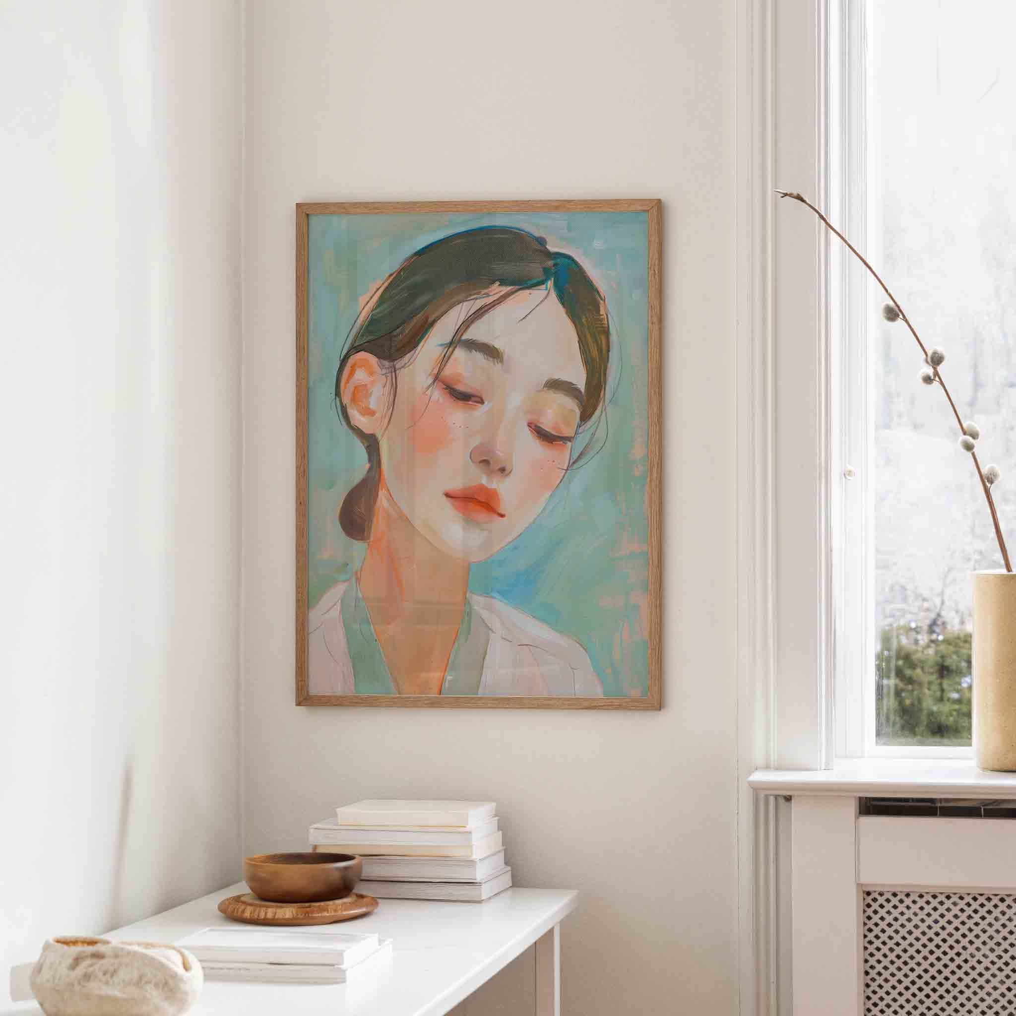 Portret met gesloten ogen Poster