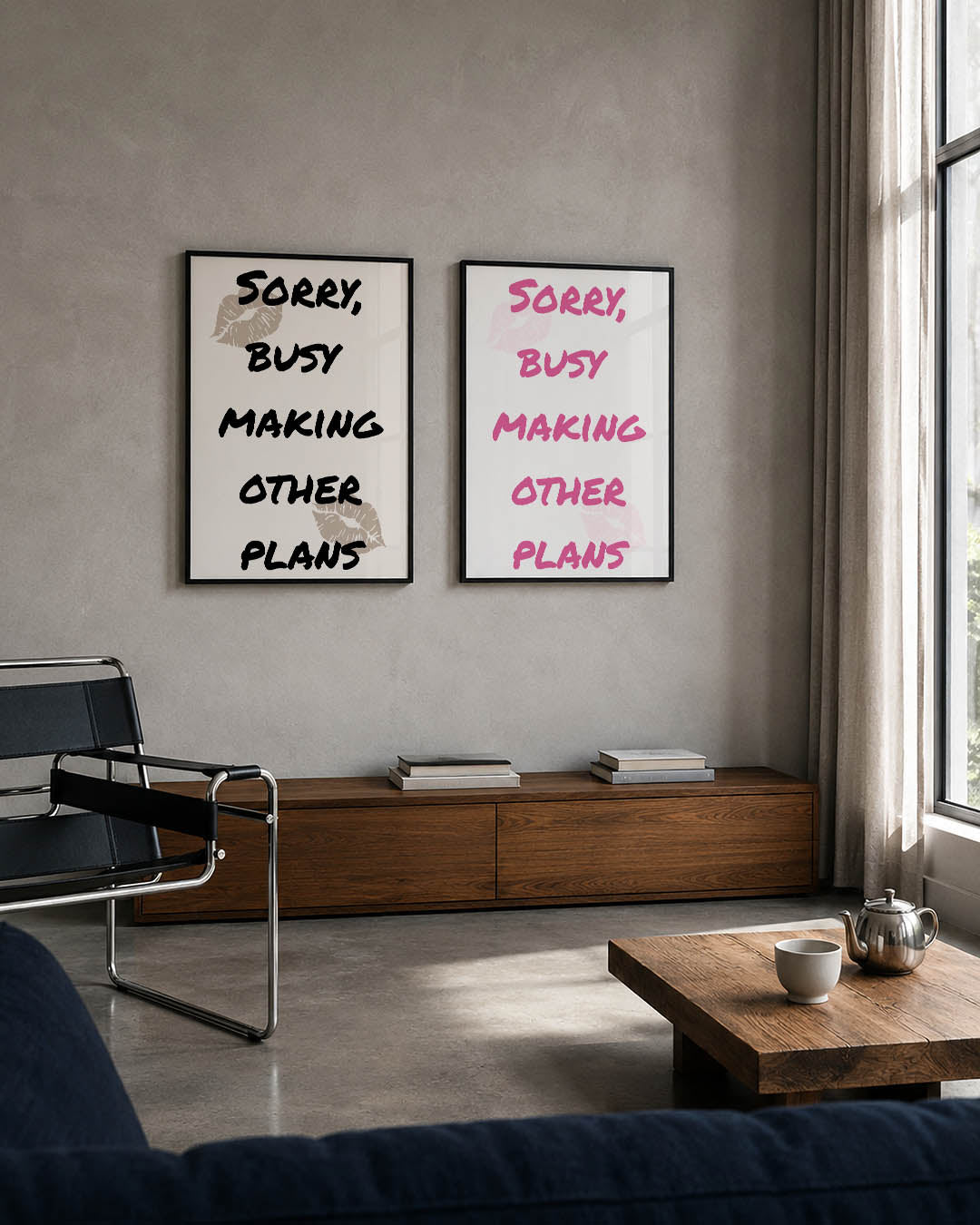 Speelse tekst en lippen Posterset