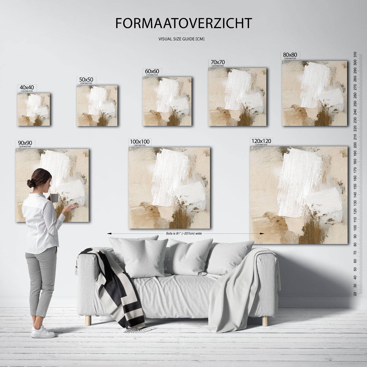 Abstracte beige en witte Poster