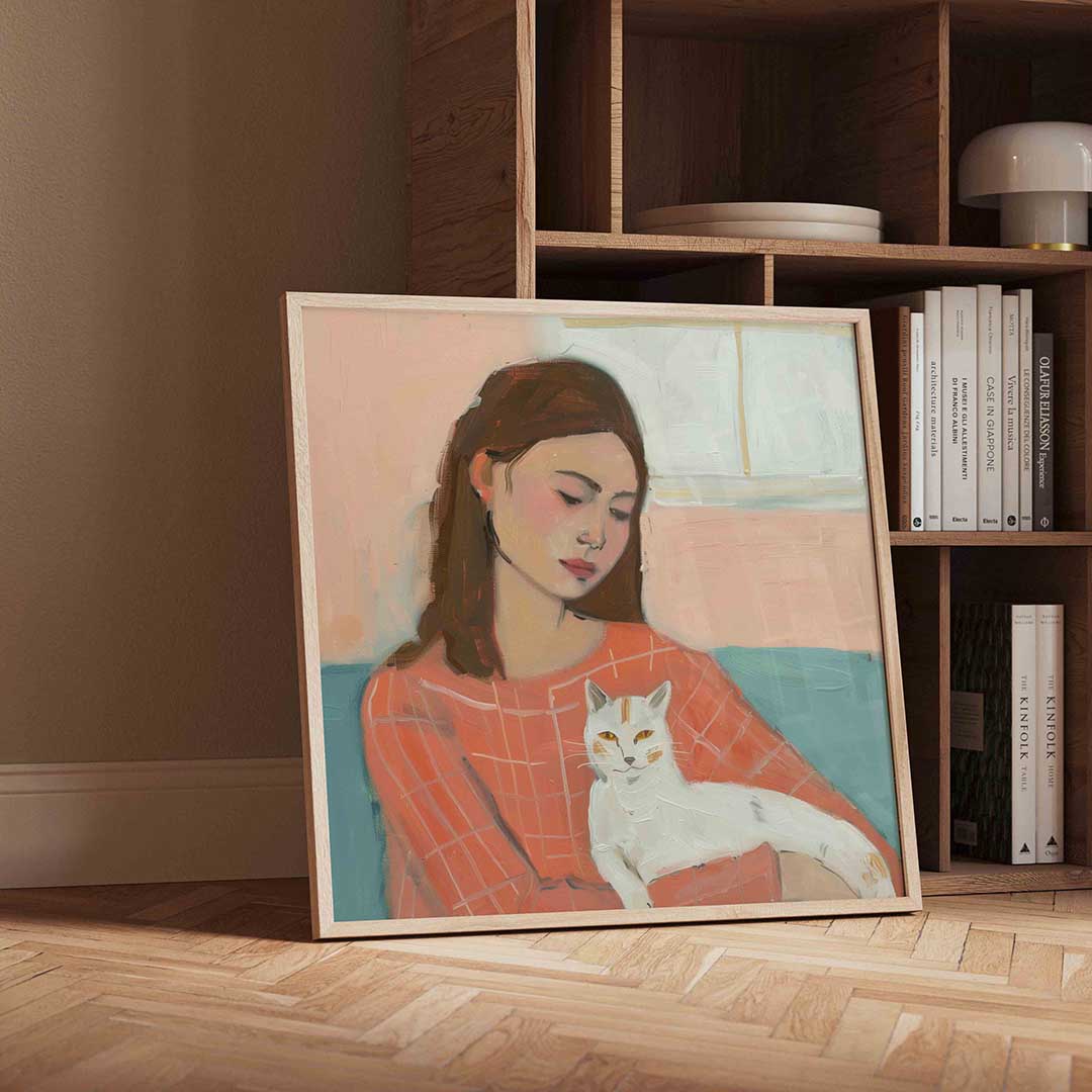 Vrouw met kat Poster