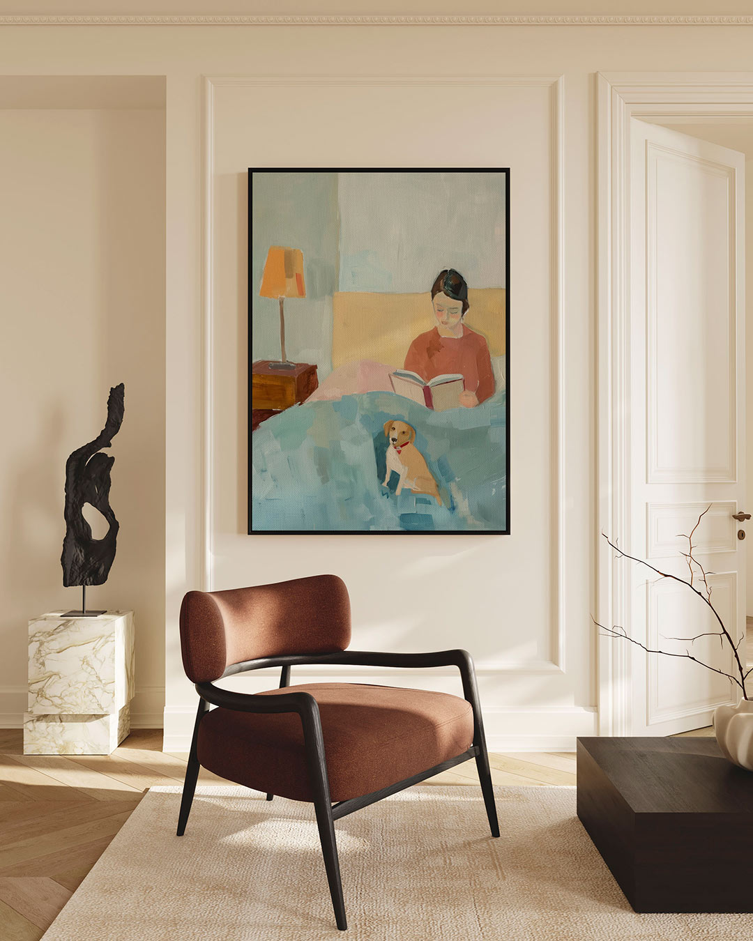 Huiselijke lezing Kunstwerk