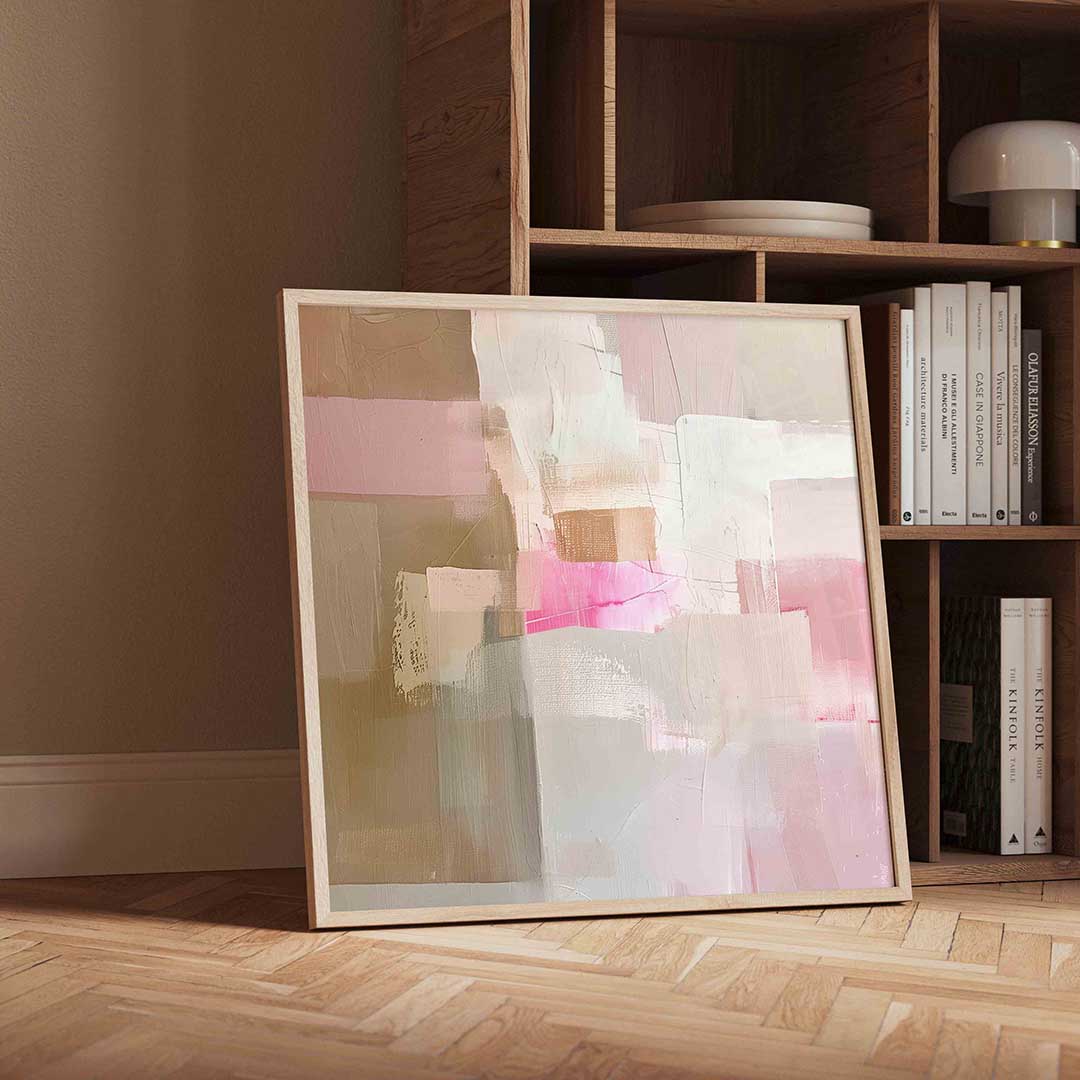 Abstracte roze en beige Poster