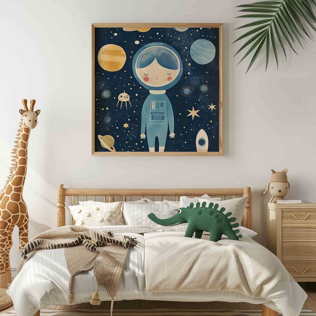 Astronaut en planeten Poster