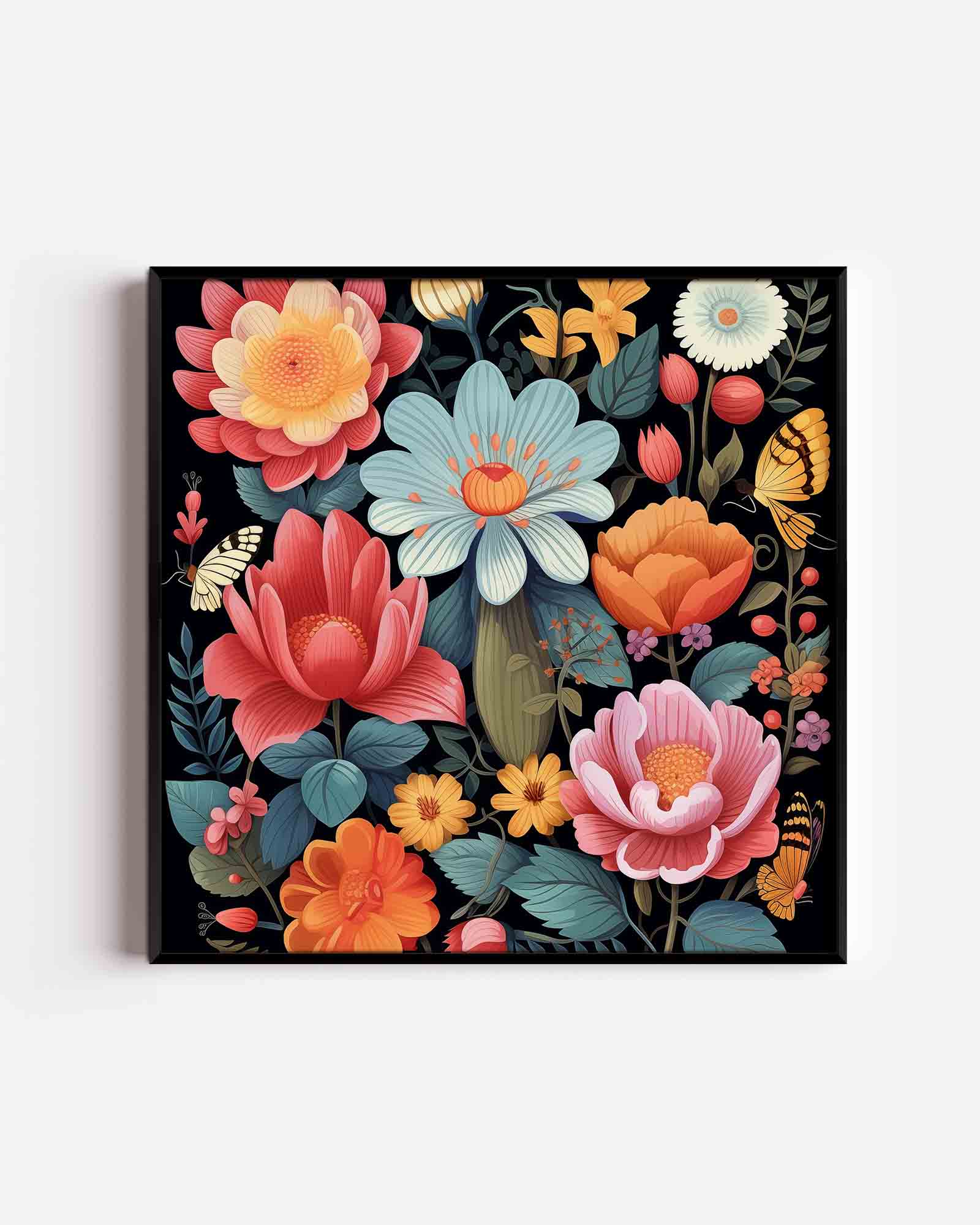 Bloemen en vlinders Poster