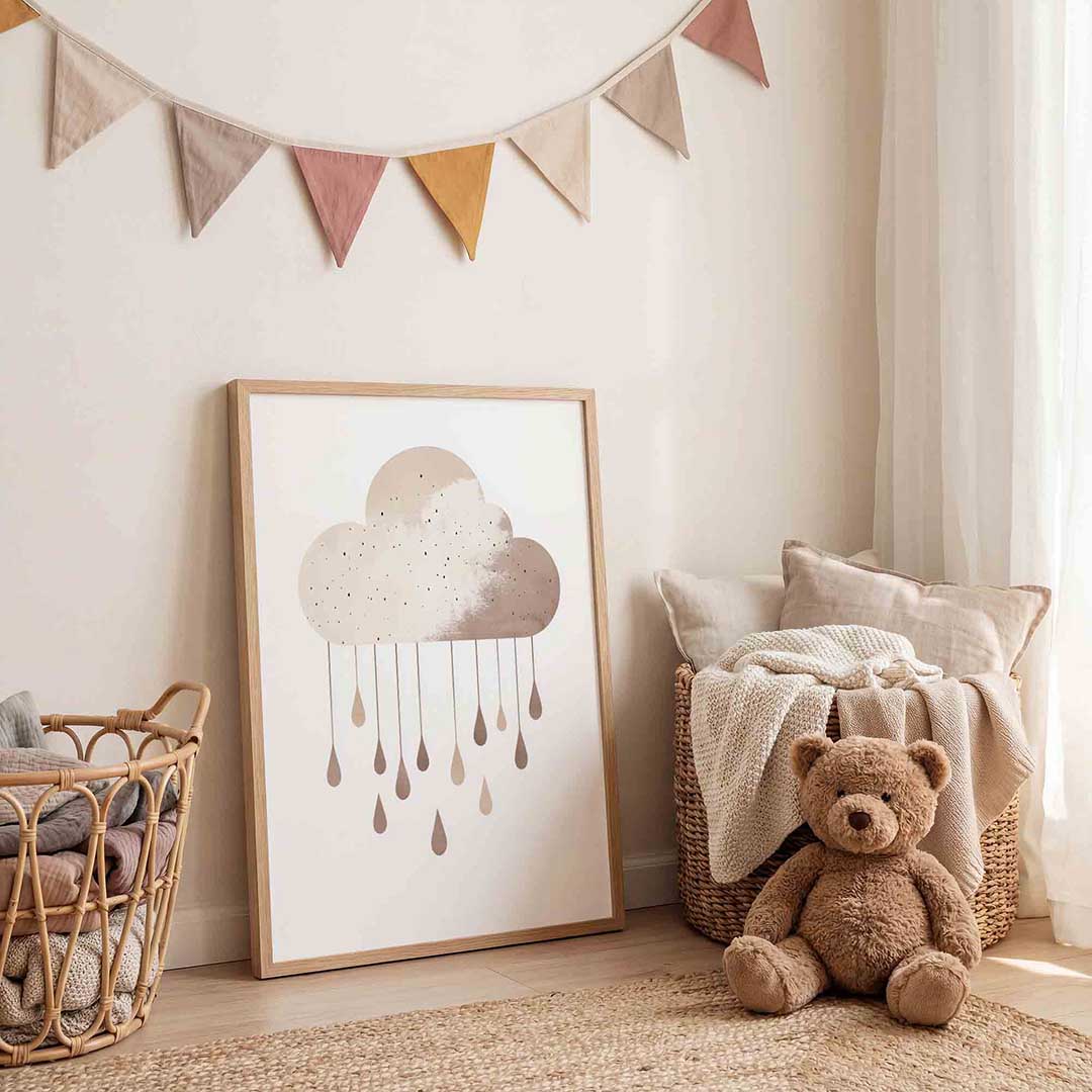 Wolk met regendruppels Poster