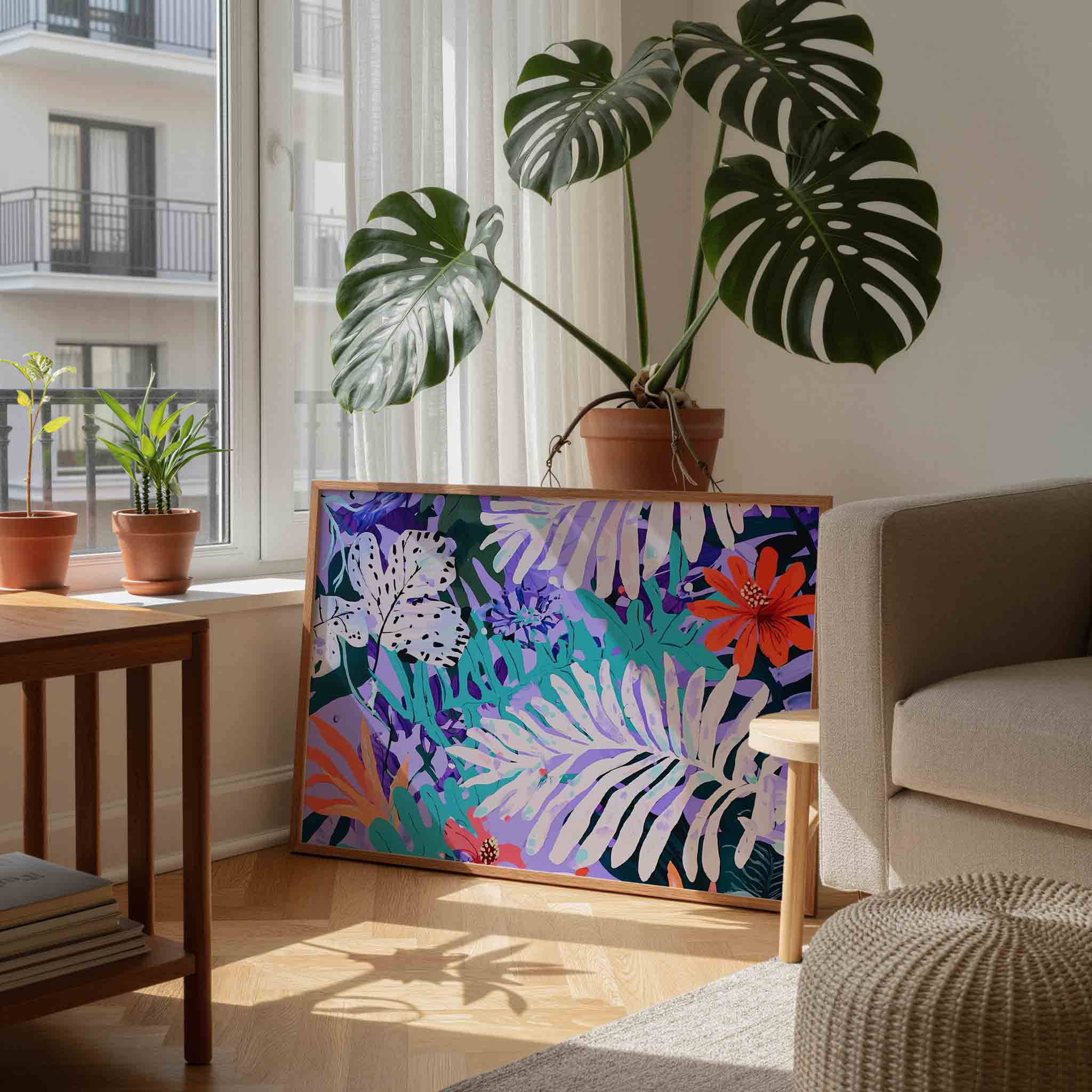 Bladeren en bloemen Poster