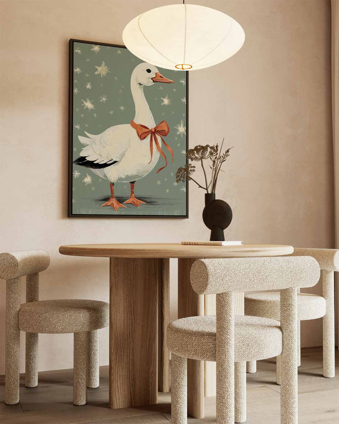 Gans met Strik en Sterrenhemel Kunstwerk-canvas-dibond-plexiglas-wanddecoratie-WallArtistic
