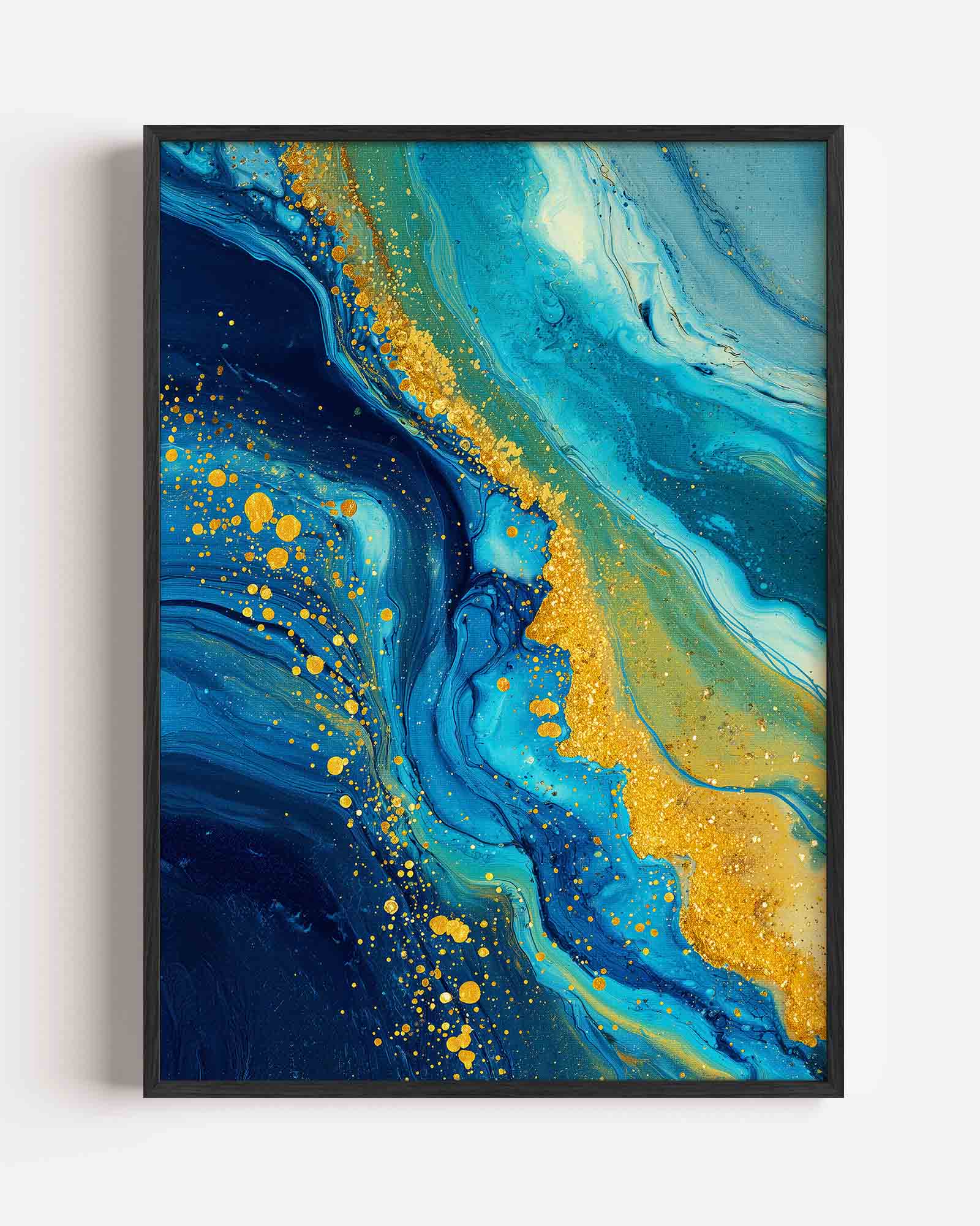 Blauwe en gouden abstracte Poster
