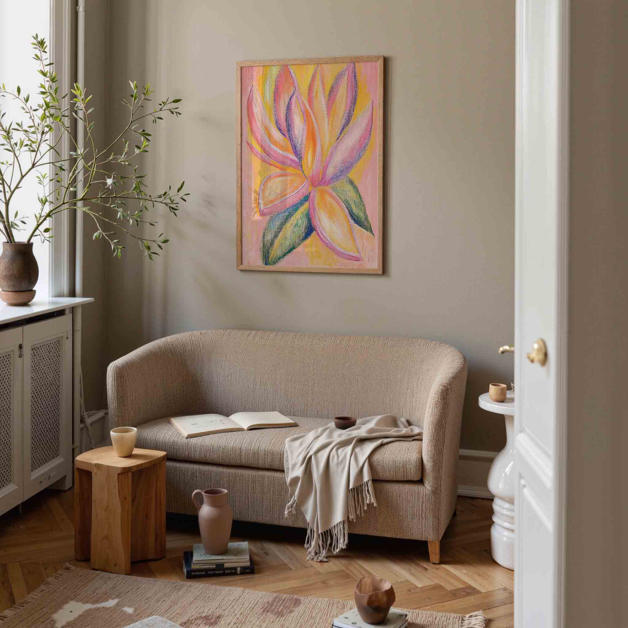 Bloemvormen in pastel Poster