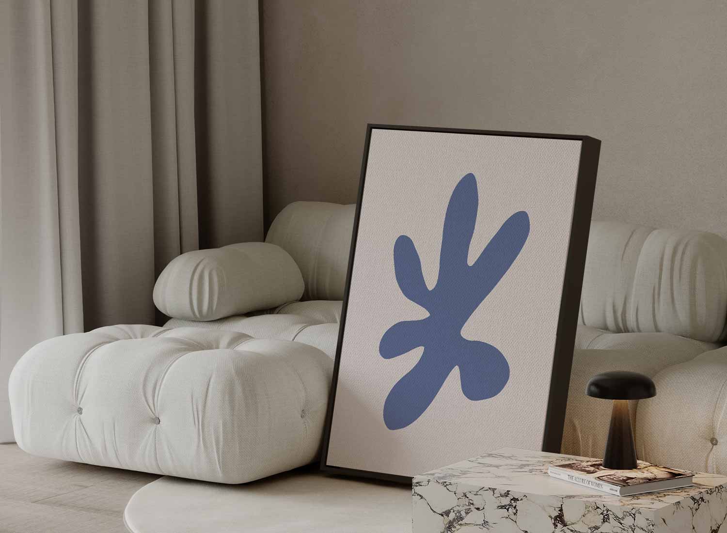 Modern Abstracte Bloem in Blauw Kunstwerk-canvas-dibond-plexiglas-wanddecoratie-WallArtistic