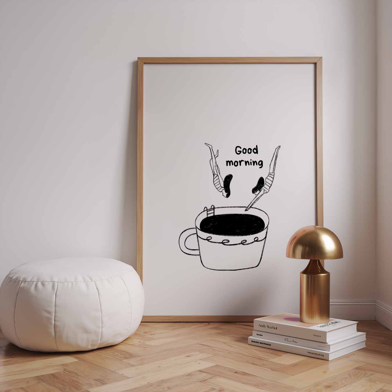 Koffieduik Illustratie Poster-WallArtistic