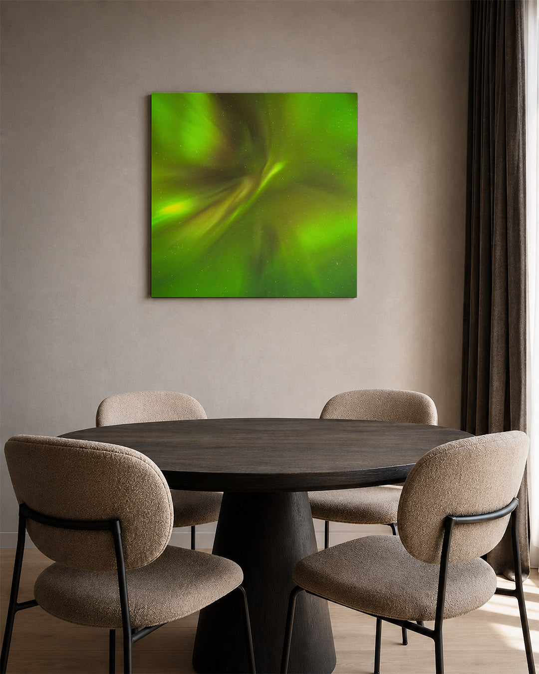 Groene lichtslierten Kunstwerk