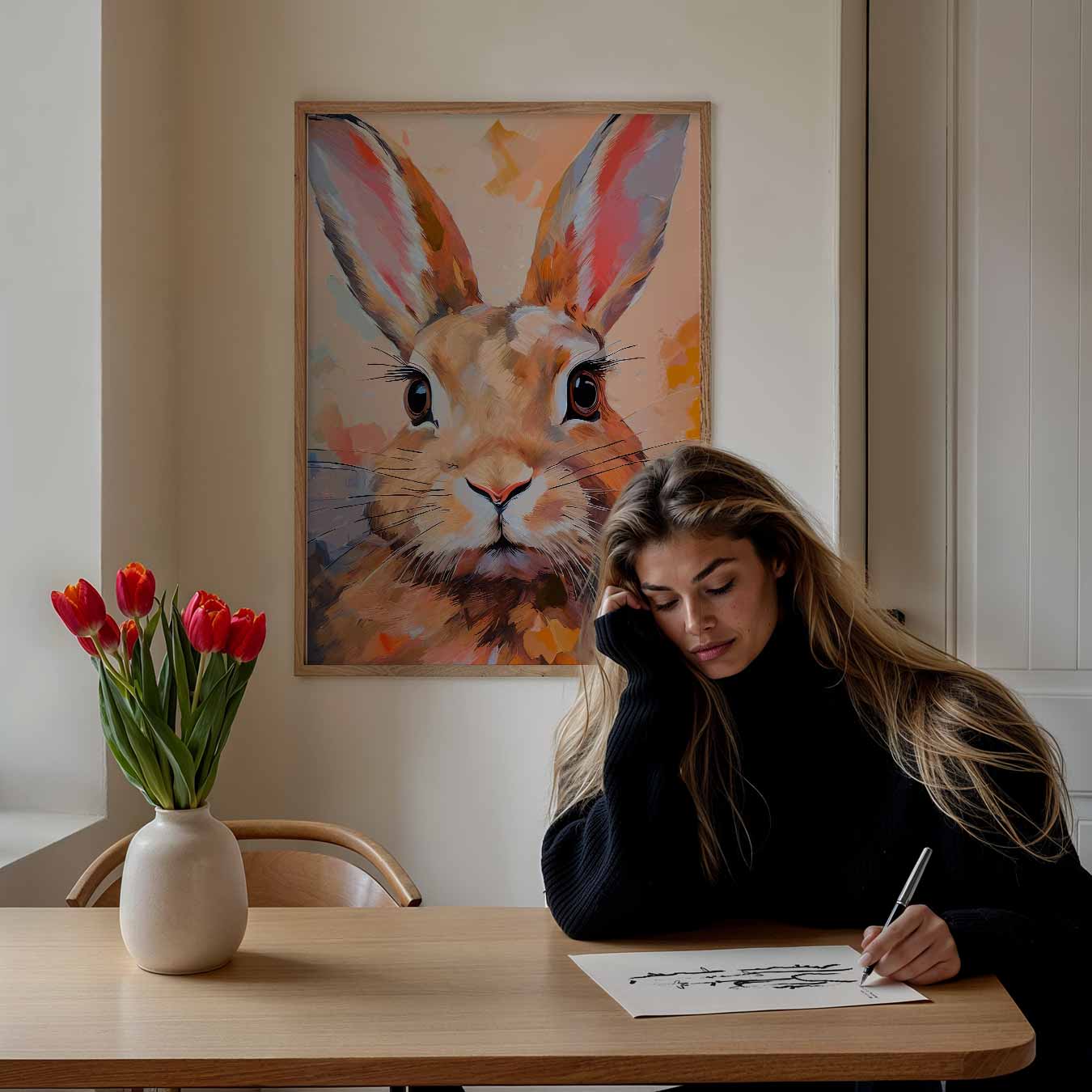 Vrolijke Konijn Portret Poster-WallArtistic