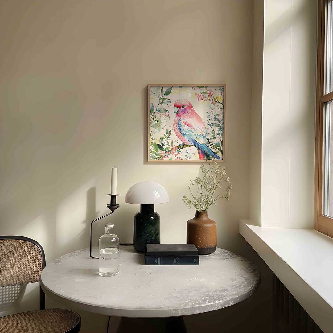 Papegaai en bloemen Poster