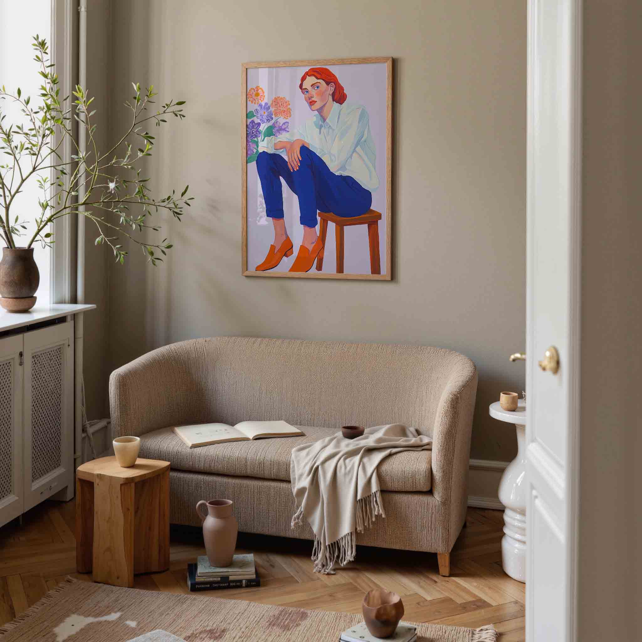 Vrouw met bloemen Poster