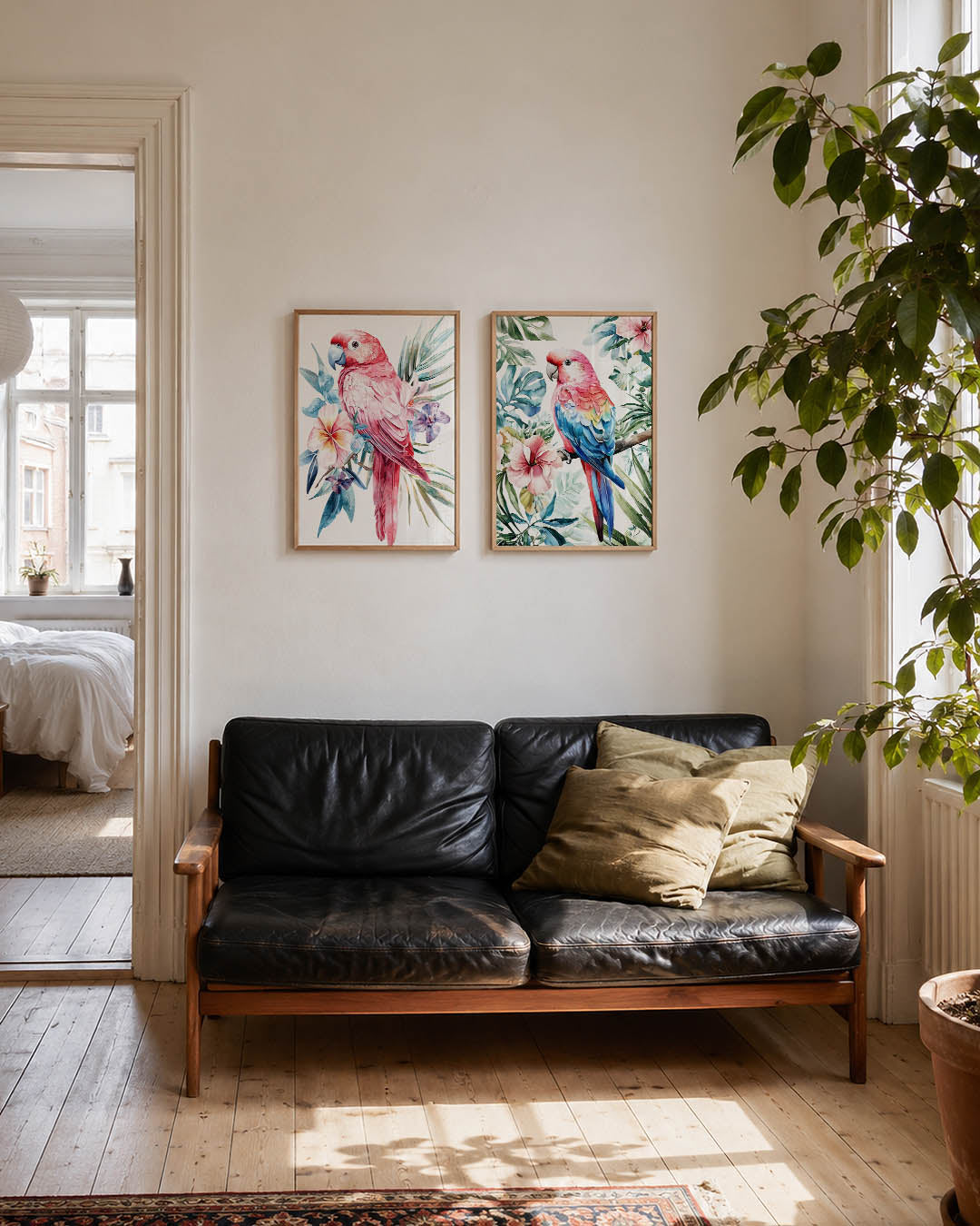 Vogels en bloemen Posterset