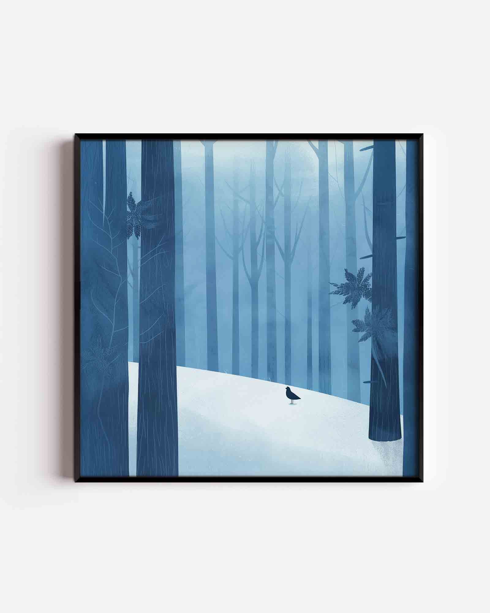 Boslandschap met vogel Poster