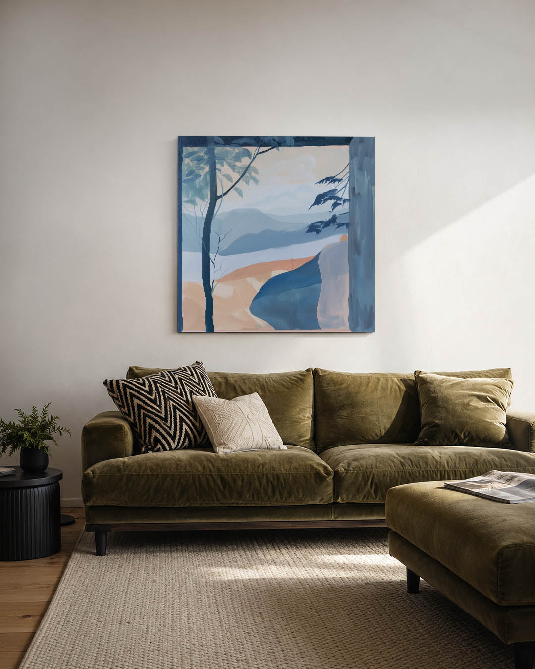 Landschap met blauwtinten Kunstwerk