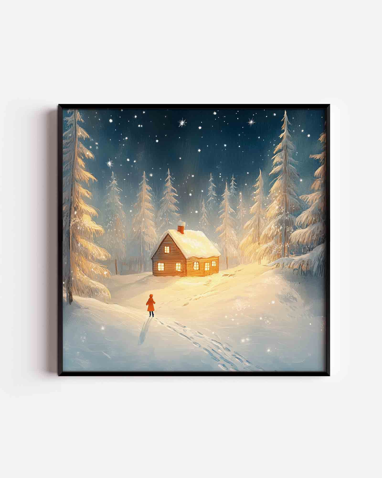 Sneeuwlandschap met huis Poster