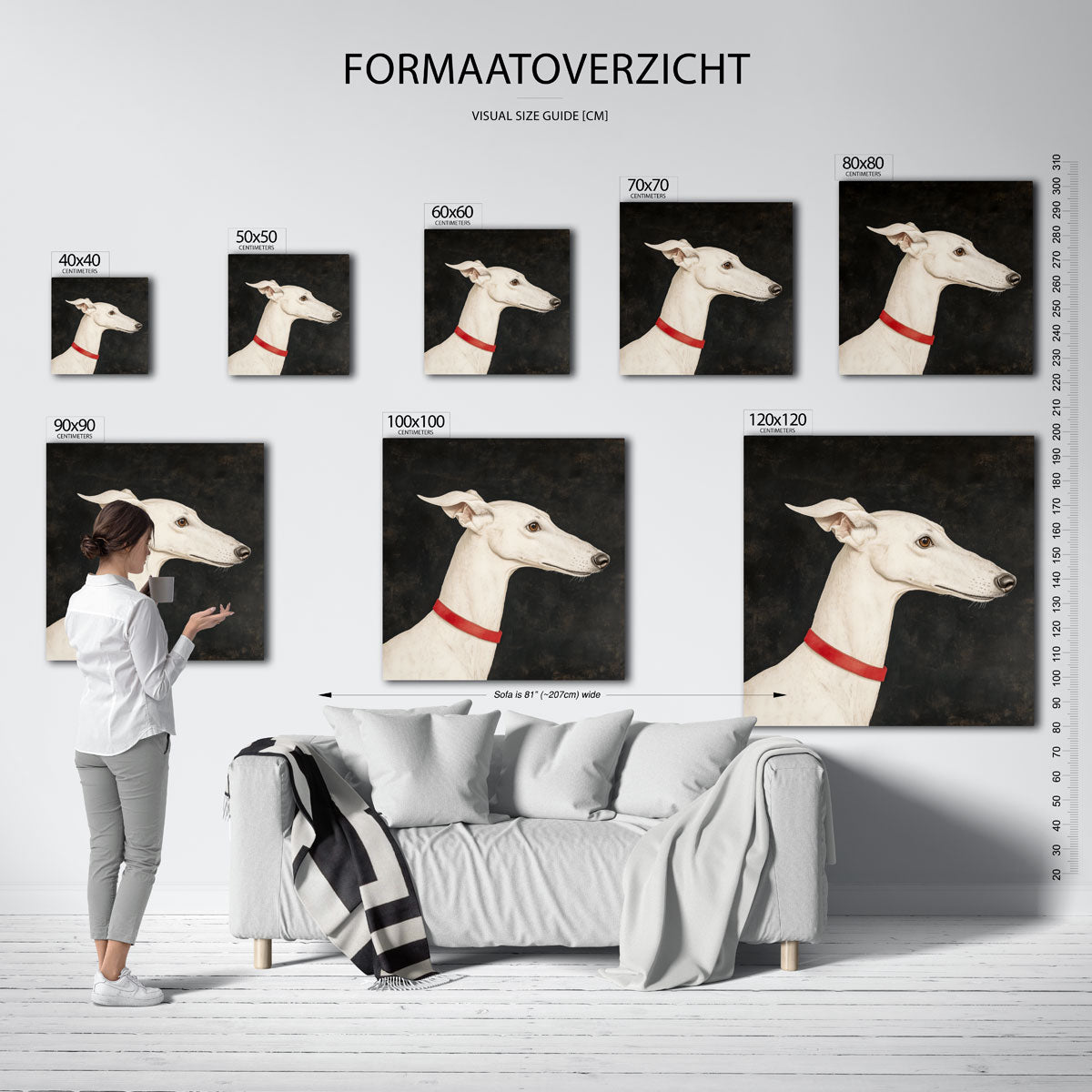 Witte windhond Poster