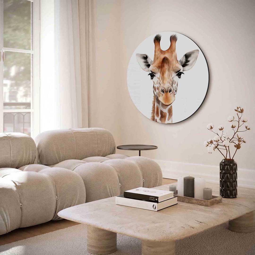 Giraffe portret Muurcirkel