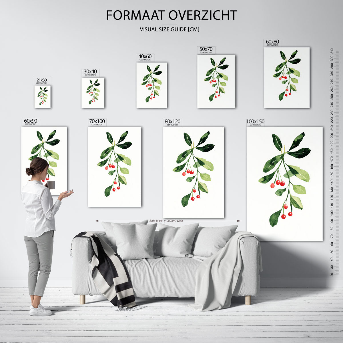 Groene bladeren en rode bessen Poster