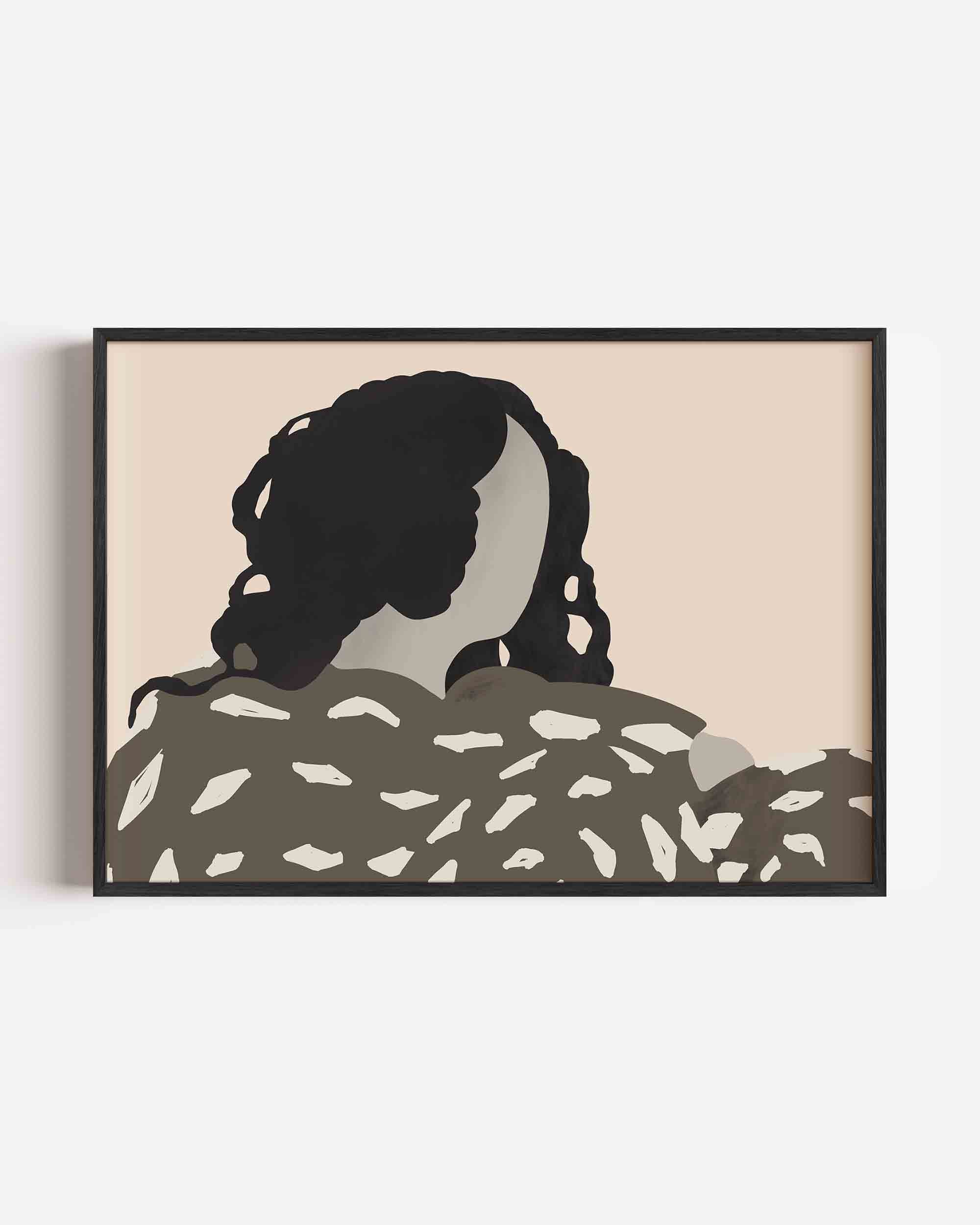 Figuur met donkere haren Poster