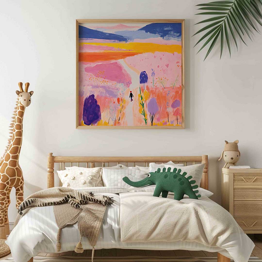 Wandelaar in kleurrijk landschap Poster