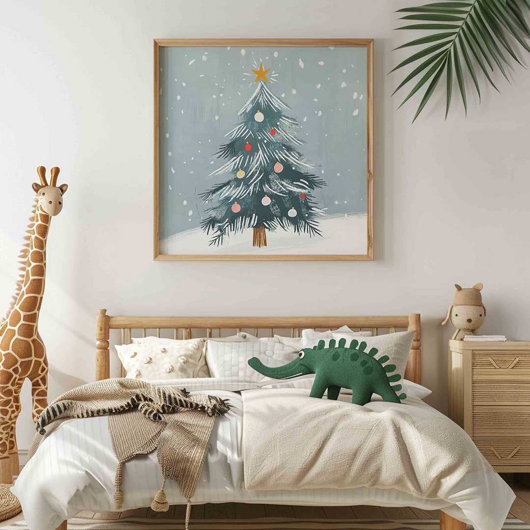 Kerstboom met sneeuw Poster