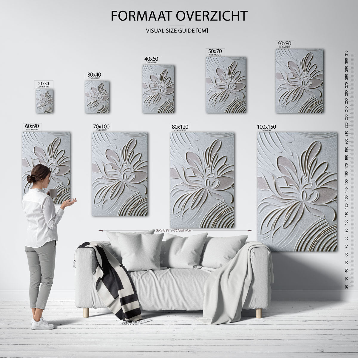 Bloemvormen in reliëf Poster
